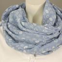 Italy Schal Tuch Loop himmelblau Mix aus Herzchen Love Peace Kussmund Seide Baumwolle