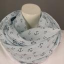 Italy Schal Tuch Loop helles mint Anker Motiv Seide Baumwolle
