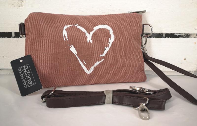 A-Zone Tasche Handtasche rosé mit Trageriemen und angesagtem Herzen Motiv