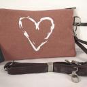 A-Zone Tasche Handtasche rosé mit Trageriemen und angesagtem Herzen Motiv