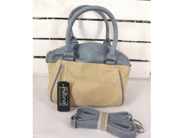 A-Zone Tasche Henkeltasche Handtasche beige hellblau mit Trageriemen
