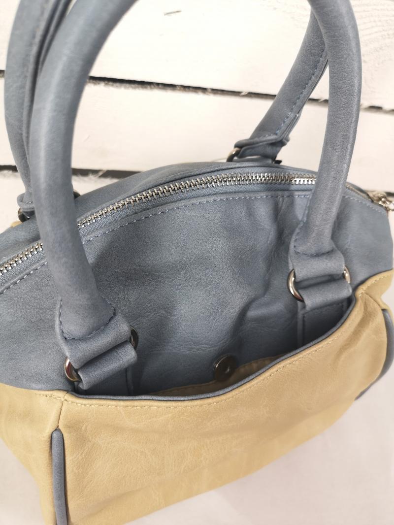 A-Zone Tasche Henkeltasche Handtasche beige hellblau mit Trageriemen