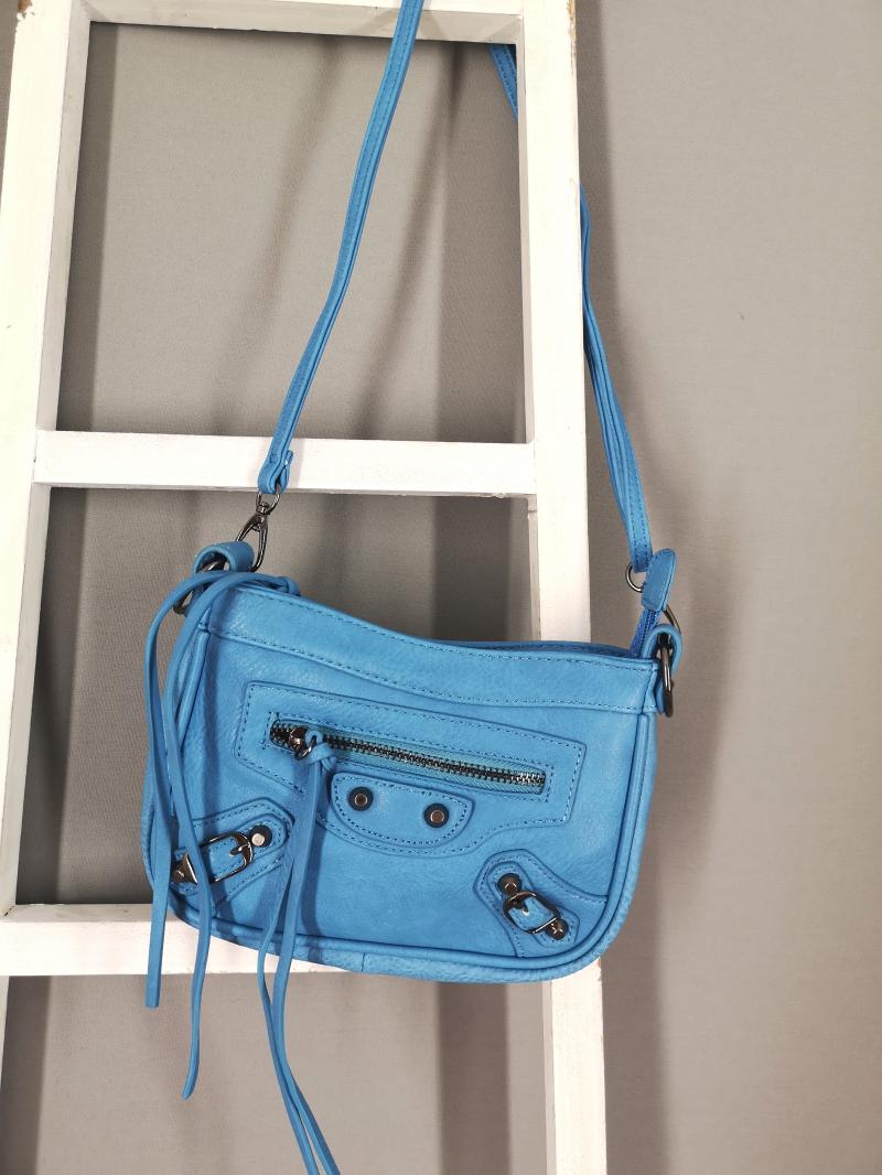 A-Zone Tasche Henkeltasche Handtasche beige hellblau mit Trageriemen