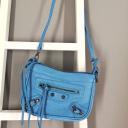 A-Zone Tasche Henkeltasche Handtasche beige hellblau mit Trageriemen