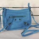 A-Zone Tasche Henkeltasche Handtasche beige hellblau mit Trageriemen