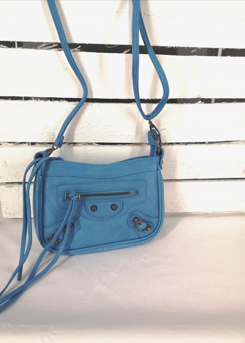 A-Zone Tasche Henkeltasche Handtasche beige hellblau mit Trageriemen