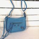 A-Zone Tasche Henkeltasche Handtasche beige hellblau mit Trageriemen