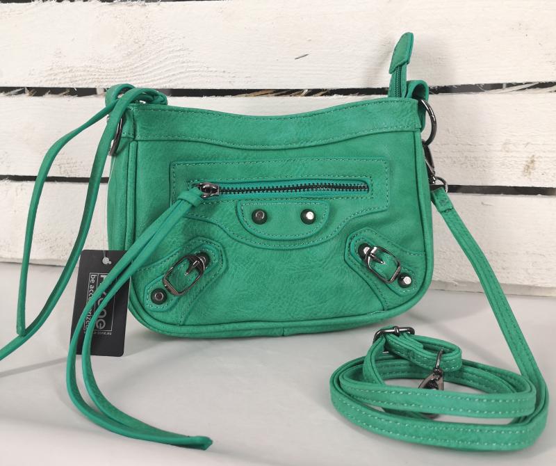 A-Zone Tasche Henkeltasche Handtasche beige hellblau mit Trageriemen