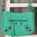 A-Zone Tasche Henkeltasche Handtasche beige hellblau mit Trageriemen