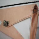 Tasche Clutch Schultertasche Handtasche Umhängetasche peach weiß