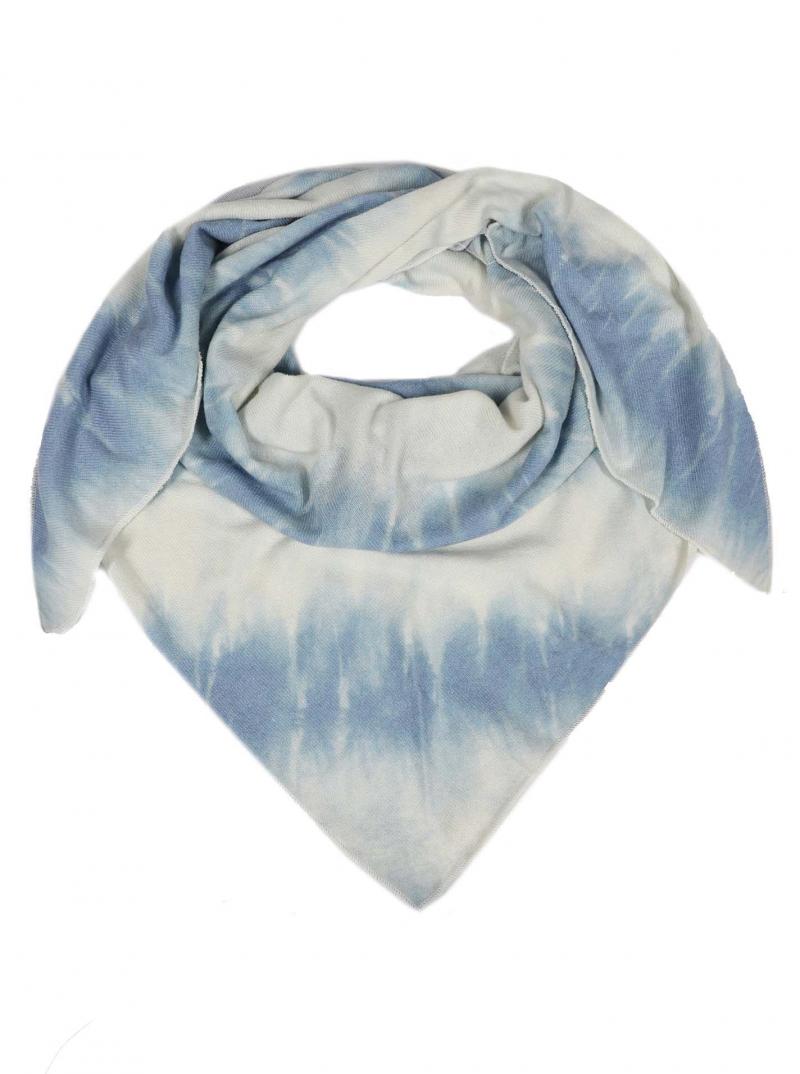 Zwillingsherz Dreieckstuch mit  Kaschmir blau/wollweiß in Batik-Trend