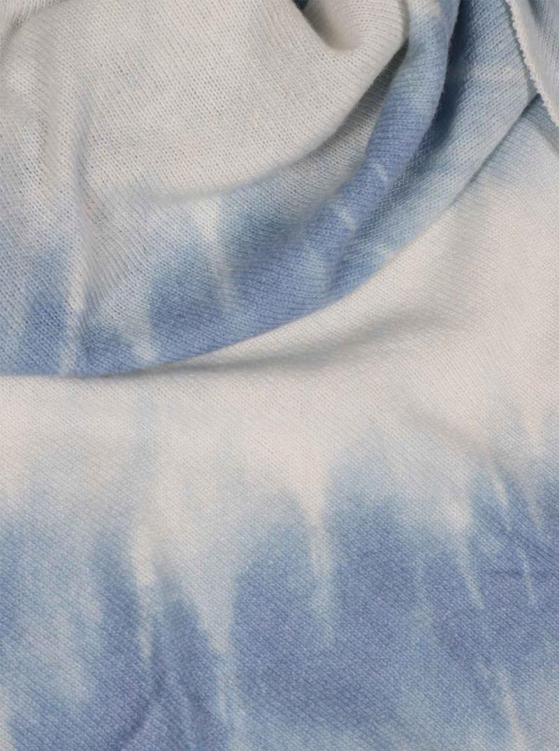 Zwillingsherz Dreieckstuch mit  Kaschmir blau/wollweiß in Batik-Trend