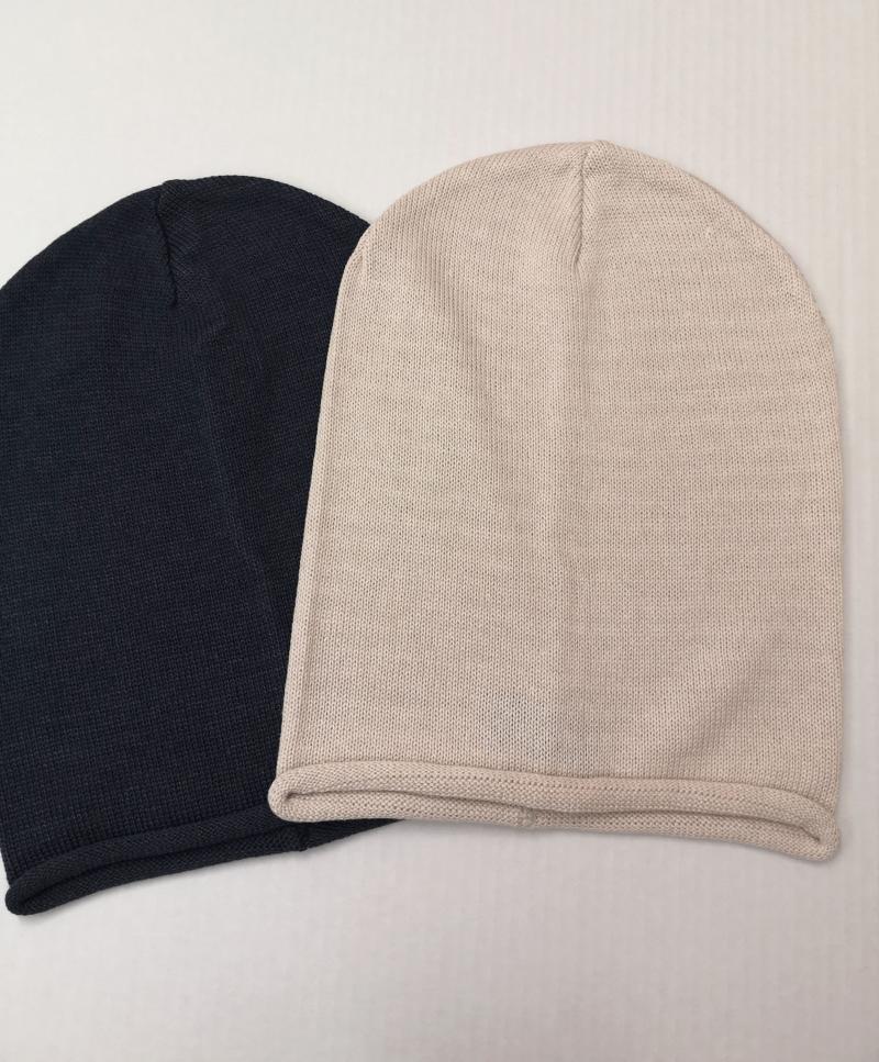 Zwillingsherz Kurt Kölln Strickmütze Beanie mit Baumwolle Unisex beige und marineblau