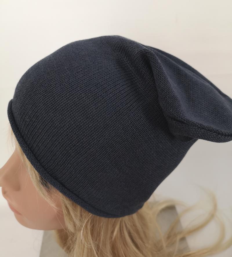 Zwillingsherz Kurt Kölln Strickmütze Beanie mit Baumwolle Unisex beige und marineblau