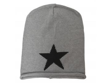 Zwillingsherz Kurt Kölln Strickmütze Beanie Grau Stern in Schwarz