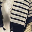 Tuch Schal Halstuch blau weiß gestreift mit Quasten