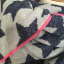 Zwillingsherz Dreieckstuch mit Kaschmir Wolle Stern jeansblau weiß pink Lurex Wendetuch
