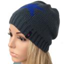 SAMAYA Strickmütze dunkelgrau mit eingestricktem Stern in Blau