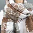 Zwillingsherz Schal Winterschal Bouclé-Optik beige weiß grau Webschal Fransen