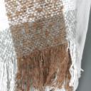 Zwillingsherz Schal Winterschal Bouclé-Optik beige weiß grau Webschal Fransen