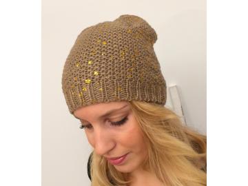 SAMAYA Strickmütze beige mit Glitzer