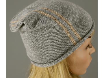 A-Zone Mütze Beanie grau  mit Rollrand und Glitzer Streifen