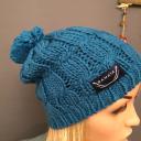 SAMAYA Strickmütze blau/türkisblau mit Bommel
