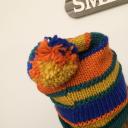 A-Zone Mütze Strickmütze bunt Bommel grün blau orange ocker One Size