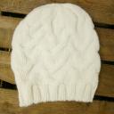 Mütze Strickmütze Beanie Zopfmuster Italy mit Wolle wollweiß Wintermütze