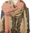 Passigatti Schal Winterschal Webschal Beige Braun Koralle Wolle Baumwolle