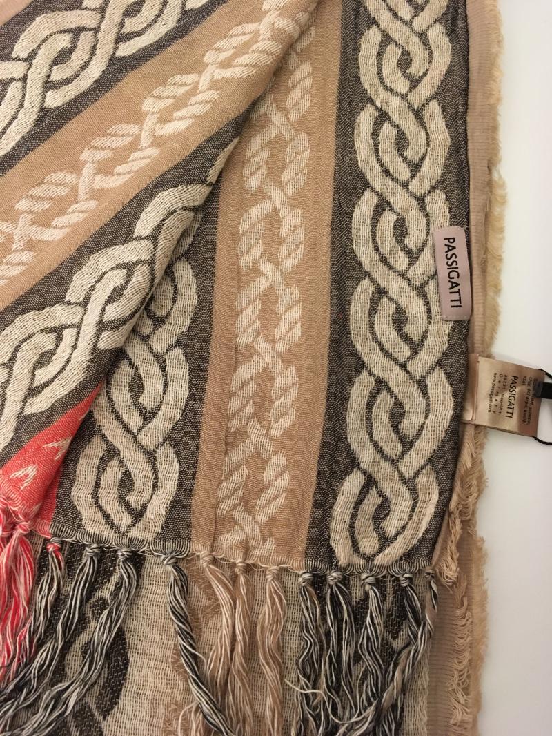 Passigatti Schal Winterschal Webschal Beige Braun Koralle Wolle Baumwolle