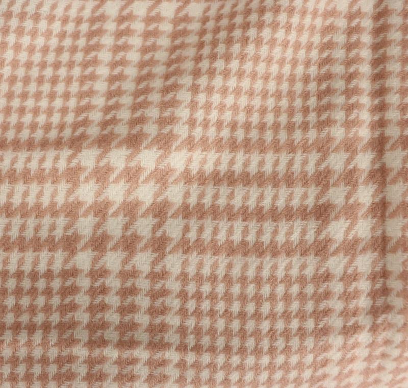 Samaya Schal Winterschal Wollweiß Rosé mit Hahnentritt und Fransen