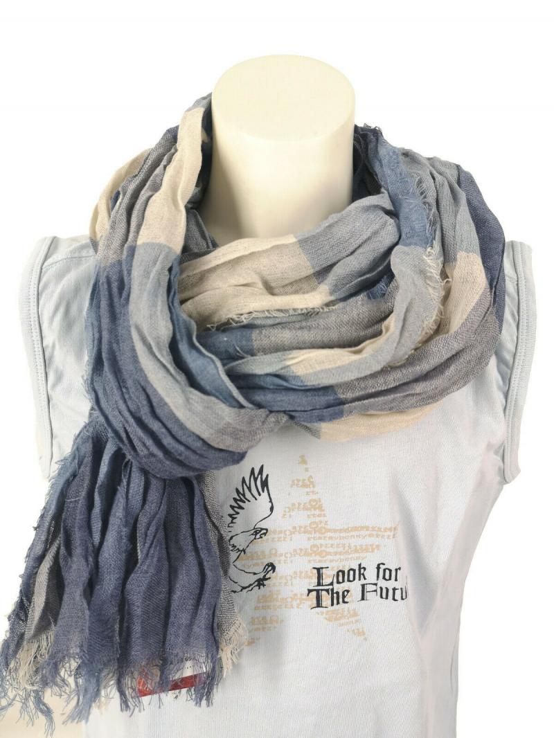 PASSIGATTI Herren Schal Tuch Karo mit Viskose hellbeige hellblau jeansblau