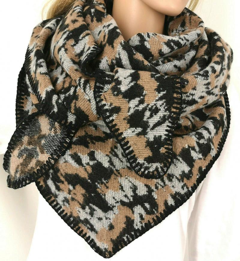 A-Zone Dreieckstuch Tuch Leomuster Schal hellgrau schwarz beige