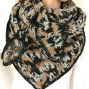 A-Zone Dreieckstuch Tuch Leomuster Schal hellgrau schwarz beige