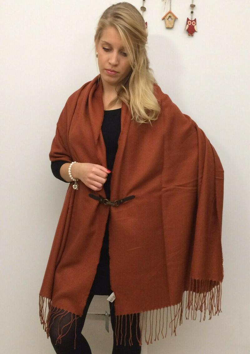 A-Zone Poncho Schal  XXL  mit Karabiner Verschluss und  Fransen