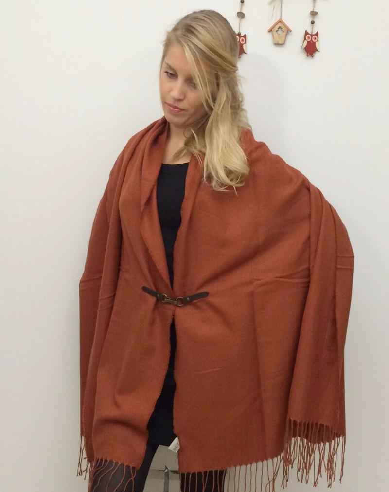 A-Zone Poncho Schal  XXL  mit Karabiner Verschluss und  Fransen