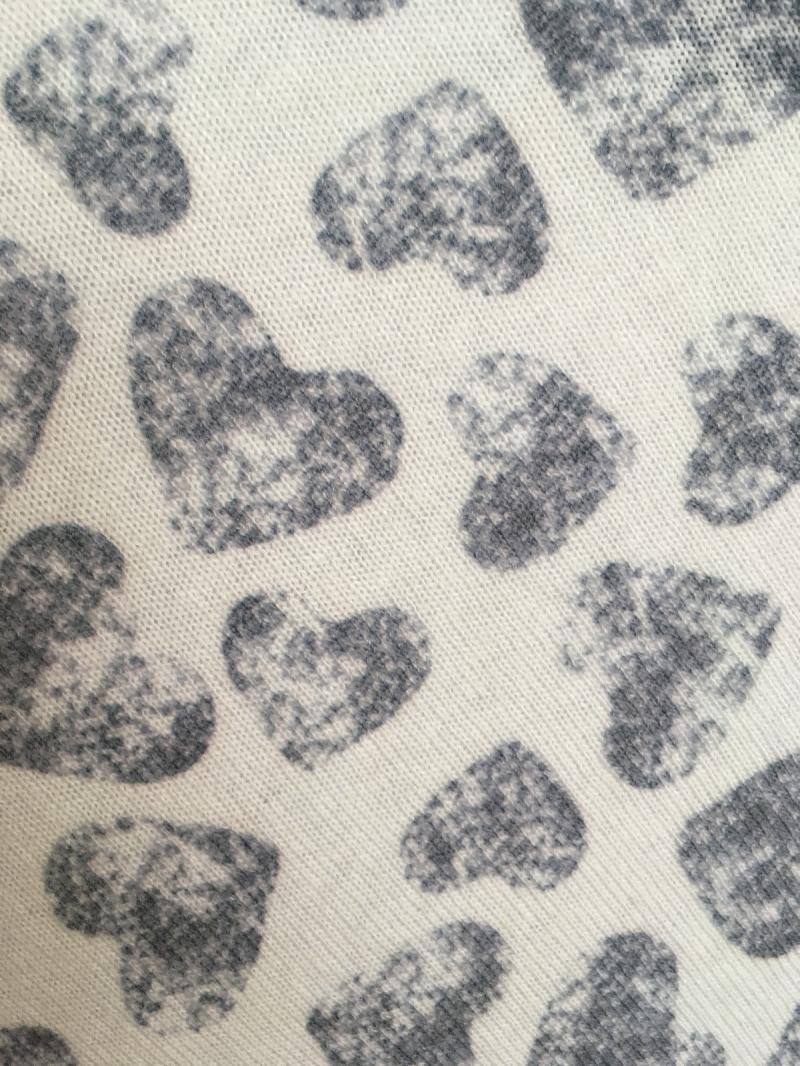 Zwillingsherz Dreieckstuch Schal mit Kaschmir Wolle Wollweiß Herzchen jeansblau