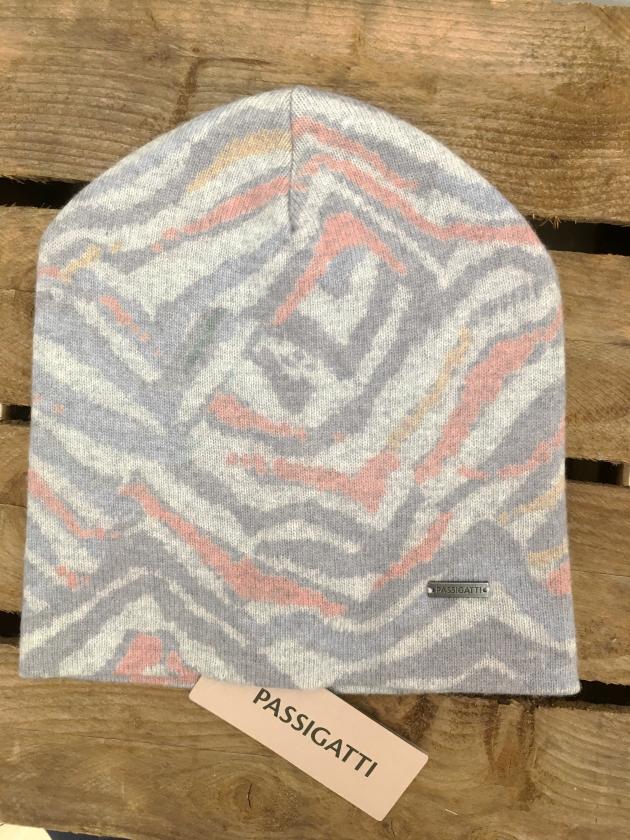 Passigatti Mütze Beanie Wollmütze mit Kaschmir Hellgrau Grau Apricot One Size