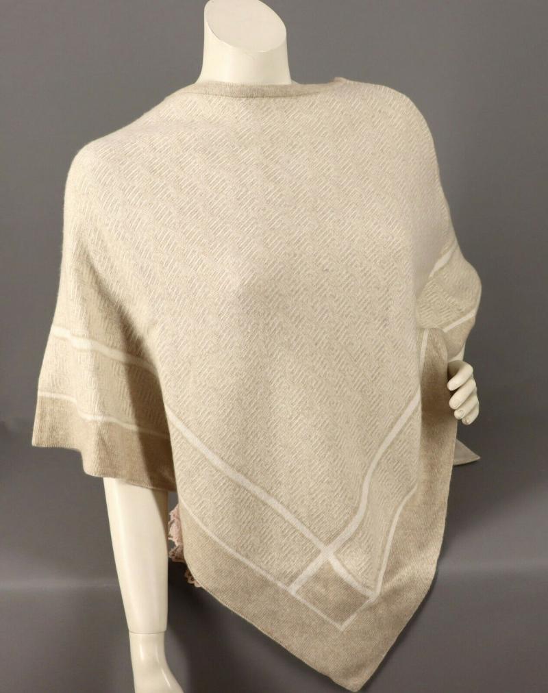 Zwillingsherz Poncho mit Kaschmir Wolle Überwurf hellbeige weiß Labyrinth