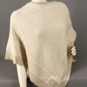 Zwillingsherz Poncho mit Kaschmir Wolle Überwurf hellbeige weiß Labyrinth