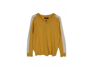 Zwillingsherz Pullover mit Kaschmir Wolle Strick Größe M gelb/senf wollweiß