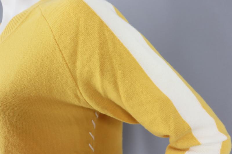 Zwillingsherz Pullover mit Kaschmir Wolle Strick Größe M gelb/senf wollweiß