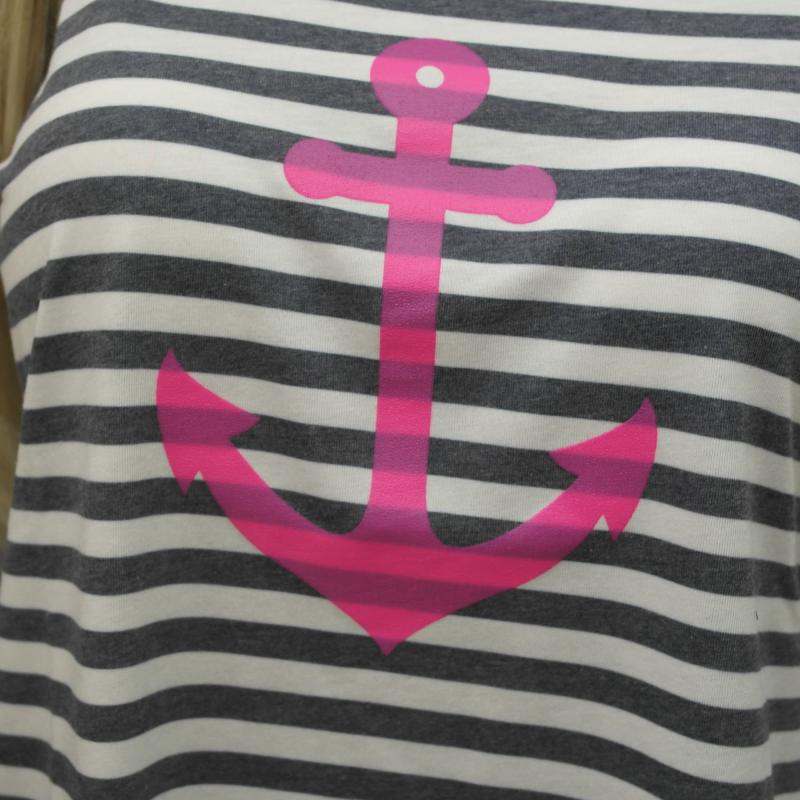 Zwillingsherz Shirt T-Shirt blau weiß geringelt Anker m. Baumwolle Gr.2 38 40