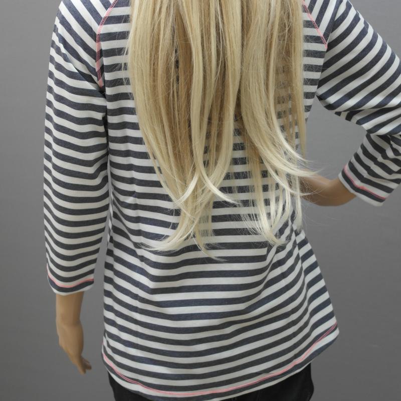 Zwillingsherz Shirt T-Shirt blau weiß geringelt Anker m. Baumwolle Gr.2 38 40