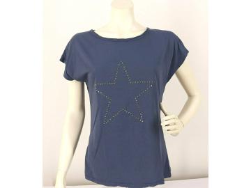 V.Milano Italy T-Shirt blau jeansblau Baumwolle Nieten Stern One Size Gr.38, 40