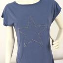 V.Milano Italy T-Shirt blau jeansblau Baumwolle Nieten Stern One Size Gr.38, 40