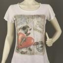 V.Milano Italy T-Shirt weiß  Baumwolle Herz Schlüssel rot beige grau One Size