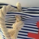 Strandtasche Badetasche Umhängetasche gestreift blau-weiss mit Anker Motiv