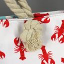 Strandtasche Badetasche Beach Umhängetasche Weiß Rot Krebse mit Kordel